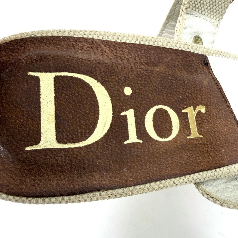 Dior Galliano Era 2002 Canvas Leather Grommet Heels Slingback 38.5‎ - Picture 6 of 10